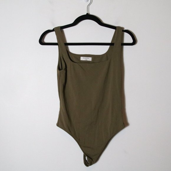 Aritzia Tops - Aritzia Contour Bodysuit Womens Medium Olive Green Square Neck Slimming Stretch